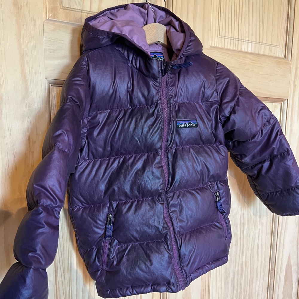 Patagonia Toddler Girls Hi Loft Down Hooded Coat Jacket Purple 4T